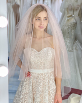 Весільна фата 324 для дівич вечора (пудра, капучино) 